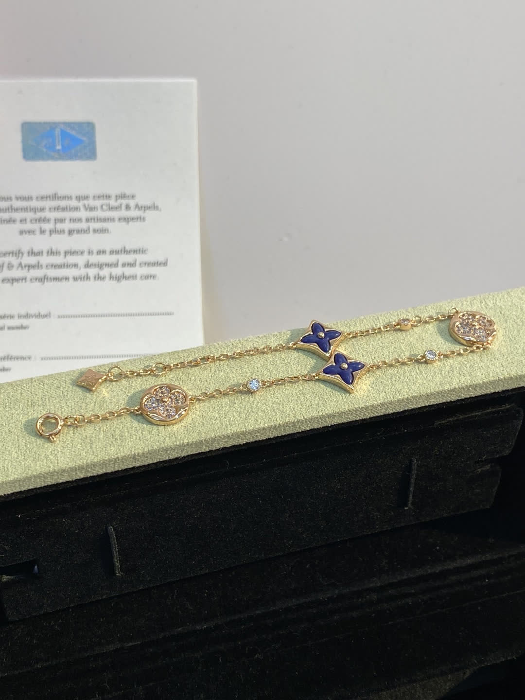 Louis Vuitton Silver Bracelet with Blue Enamel and Diamonds
